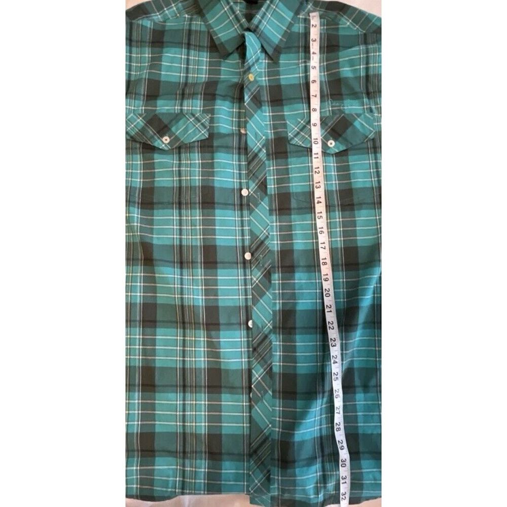 Sean John Men's XXL‎ Teal Short Sleeve Cotton Button Up Shirt - Picture 5 of 6